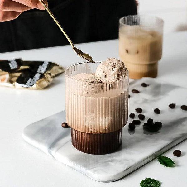 2 יחידות כוס זכוכית נמוכה סטרייפ